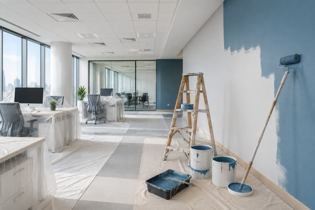 Modern office interior with professional painting in Dubai